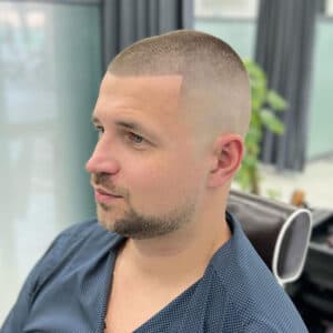 Zero Cut - Professional buzz cut style guide featuring zero cut with 0.5-1mm length