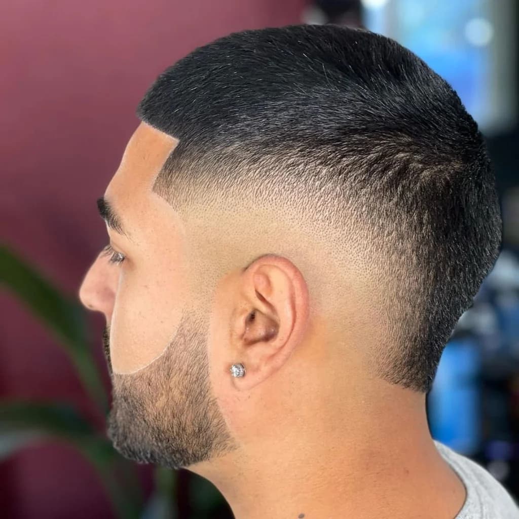 Induction Cut - Professional buzz cut style guide featuring induction cut with 0.5mm length