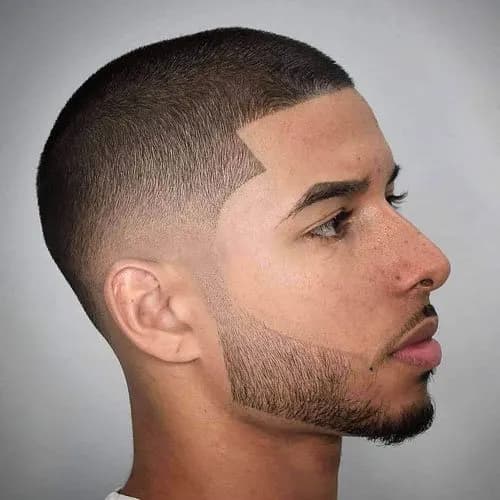 Buzz with Line Up - Professional buzz cut style guide featuring buzz with line up with 3-9mm length